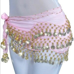 Belly Dancing 128 Gold Coin Wrap Skirt Scarf Party
